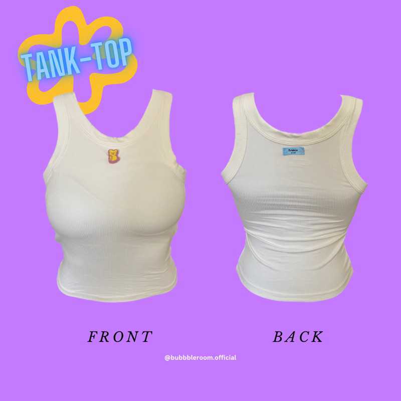 bubble room | white tank-gummy bear 🐻💜