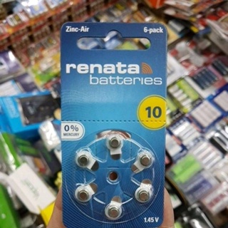 ถ่านเครื่องช่วยฟัง Renata 10, A10, PR70 1.45V แพค6ก้อน Made in Germany ของใหม่ ของแท้