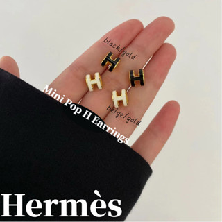 แอร์เมส ต่างหู Hermes Mini Pop H/ผู้หญิง/สไตล์มินิ/คลาสสิก สไตล์ขายดี