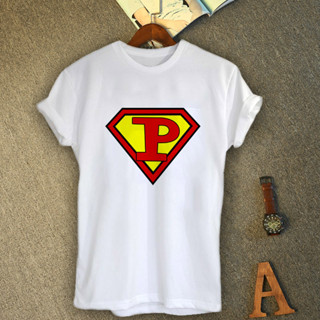 เสื้อยืดอักษรภาษาอังกฤษ ตัว P Superman