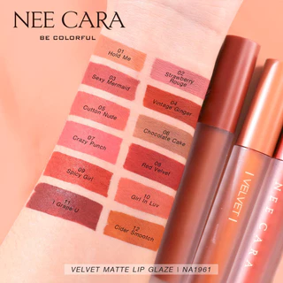ลิปสติก นีคาร่า บี คัลเลอร์ฟูล เวลเวท แมท ลิป เกรซ Nee Cara Velvet Matte Lip Glaze 4g.
