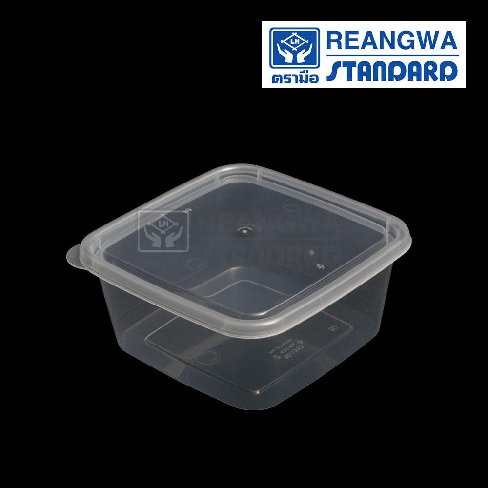REANGWA STANDARD กล่อง TAKE AWAY สี่เหลี่ยมจตุรัส 450 ml.(แพ็ค25ใบ) - RW 1565 สีใส