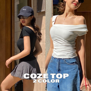 Berbboo-Coze top เสื้อปาดไหล่สายเดี่ยวเข็มขัด พร้อมส่ง