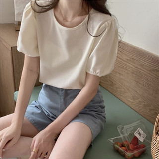 Minimal pastel blouse เสื้อเบลาซ์ สีพาสเทล แขนตุ๊กตา คอกลม🍋💜