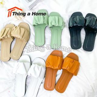 Thing a Home รองเท้าแตะแฟชั่น รองเท้าแตะผู้หญิง ส้นแบน แบบนิ่ม สวมใส่สบาย