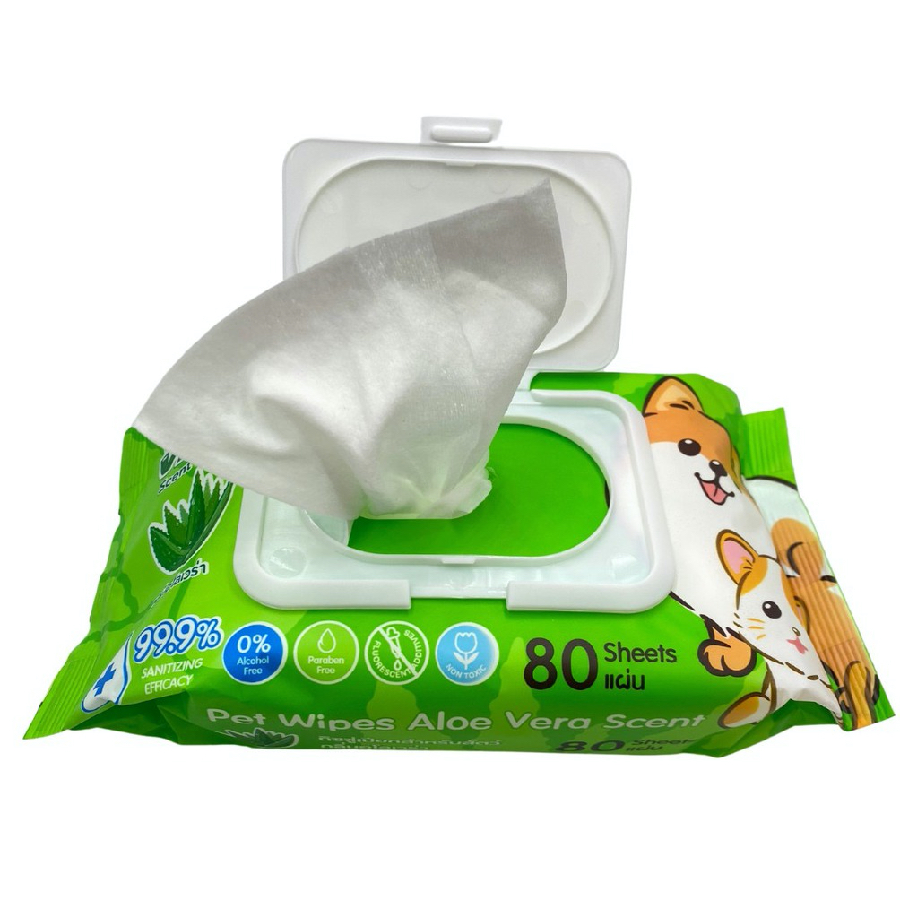 PET8 Petwipes  ทิชชู่เปียก สำหรับสุนัขและแมว สูตรอ่อนโยนพิเศษ ปราศจากแอลกอฮอล์และพาราเบน 80 แผ่น - รูปที่ 3