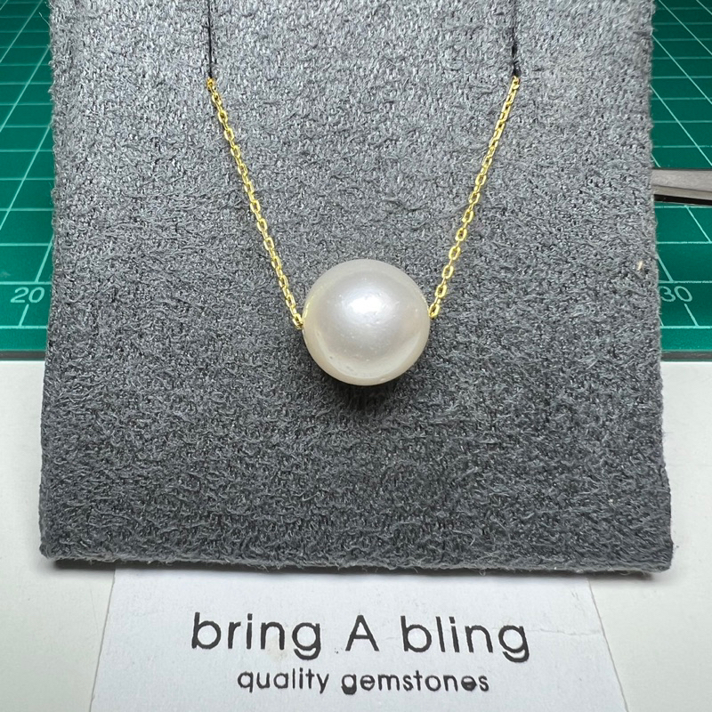สร้อยไข่มุก Southsea (pearl necklace ) 12.0 มม ของออสเตรเลีย มีรอยบ้าง เงางามสวย สร้อยเงิน 925 ชุบทองคำ14k