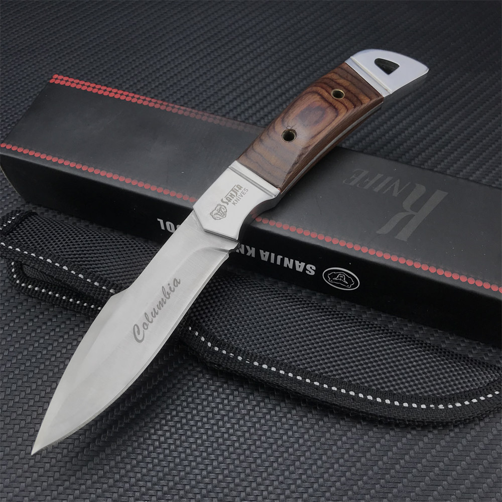 3.5 นิ้วใบมีด 5Cr13mov ใบมีดสแตนเลสฝังสีไม้ Handle Hunter Savioli มีดยุทธวิธีกลางแจ้ง EDC เครื่องมือ