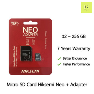 [ของแท้ ศูนย์ไทย] Micro SD Card  Hiksemi Neo + Adapter 32GB 64GB 128GB microSDHC?/ Class 10 and UHS-I  / 3D NAND, V30