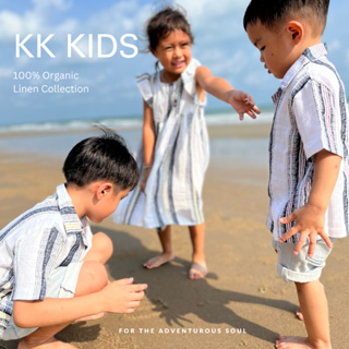 KK KIDS เสื้อฮาวาย เดรสผ้าลินิน organic แท้ 100% สำหรับเด็กผู้ชายและเด็กผู้หญิง