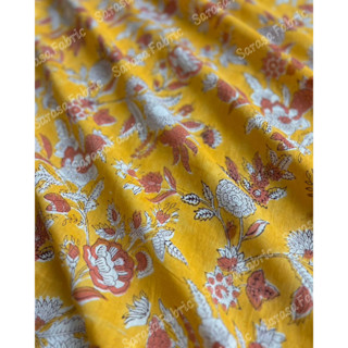 144บาท/หลา Cotton Fabric Indian Blockprint  ผ้าฝ้าย ผ้าอินเดีย พิมพ์มือ ผ้าเบาสบาย sarasafabric handblockpr