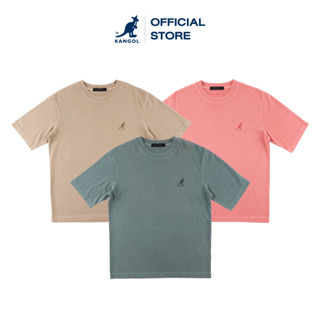 KANGOL T-shirt เสื้อยืดปักลายโลโก้ KANGOL สีกากีและสีเขียว unisex 63251007