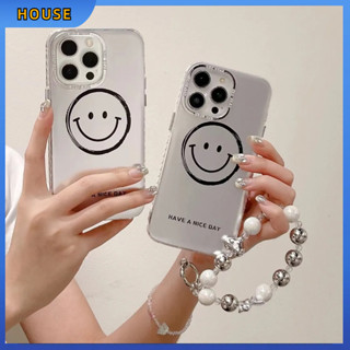 💲คูปองเคลม💲เคสไอโ case for iphone 11 12 หน้ายิ้มกับโซ่ เคส 14 13 12 11 pro max ชุบ ปกป้องอย่างเต็มที่และทนทาน