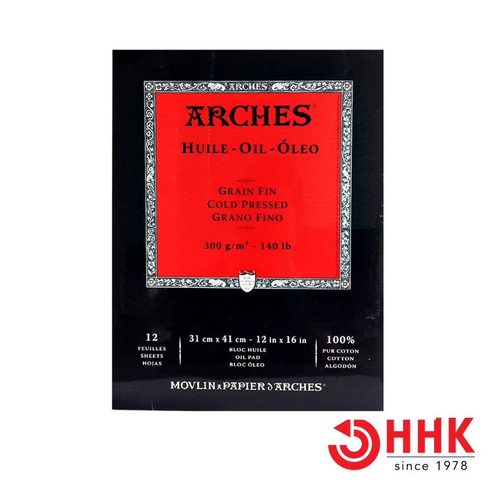 Arches(อาร์เช่) สมุดสีน้ำมัน ขนาด31×41 ซม. หนา 300g ผิวกึ่งหยาบ (บรรจุ 12 แผ่น) 200 006 579
