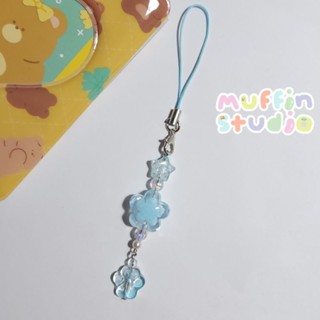 Blue Bobby Keychain พวงกุญแจ​ลูกปัด​ สาย​ห้อย​โทรศัพท์​ รุ่น​อุ้งเท้า​แมวสีฟ้า