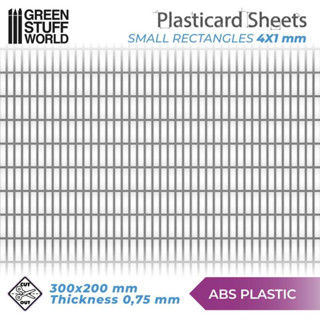 Green Stuff World : ABS Plasticard - SMALL RECTANGLES Textured Sheet - A4