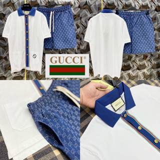 ชุดเซท Gucci 🏷️ เสื้อเชิ้ต + กางเกงขาสั้น 🩳 Hiend 1:1 cotton 💯