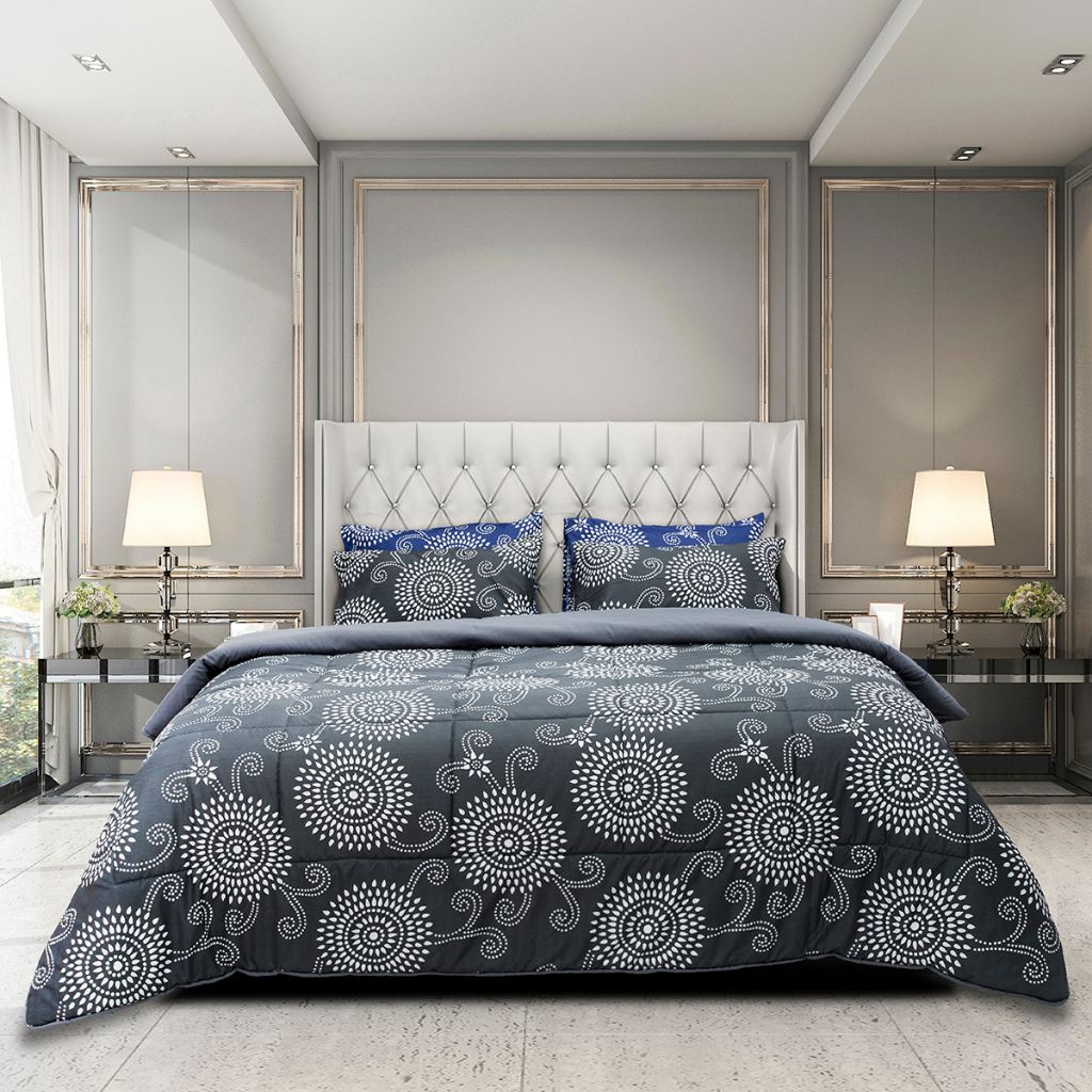 Picasso ชุดเครื่องนอน รุ่น Basic ลาย Venice สีเทา ขนาด 6 ฟุต 6 ชิ้น ผ้าคอตตอน ทอ 350 เส้น/ตร.ซม.