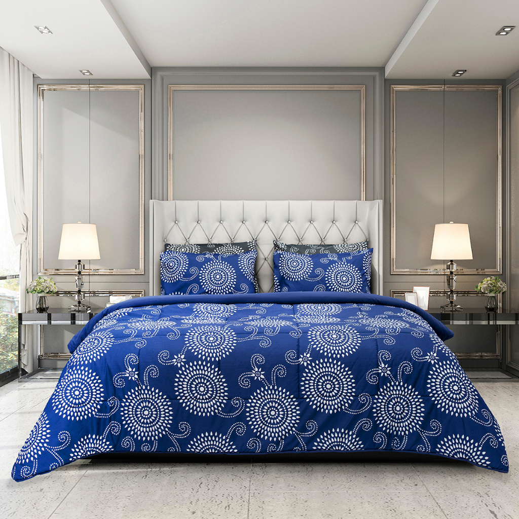 Picasso ชุดเครื่องนอน รุ่น Basic ลาย Venice สีน้ำเงิน ขนาด 6 ฟุต 6 ชิ้น ผ้าคอตตอน ทอ 350 เส้น/ตร.ซม.