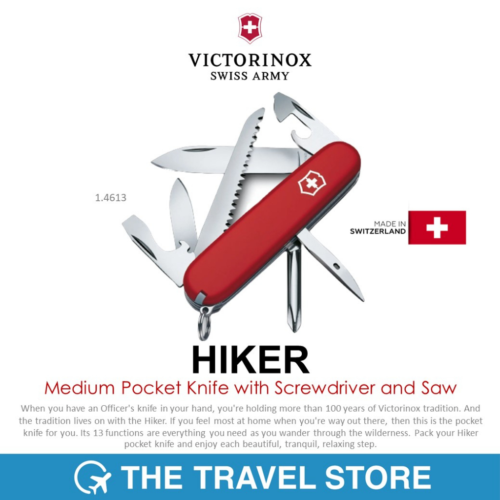 VICTORINOX Hiker in red, 1.4613 มีดพับ มีดสวิส มีดพับสวิส 13 ฟังก์ชั่น