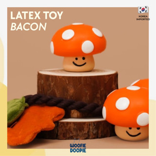 BACON 🍄 ORANGE MUSHROOM NON-TOXIC LATEX TOY with BEEP SOUND ของเล่นสัตว์เลี้ยง จากเกาหลี 🇰🇷