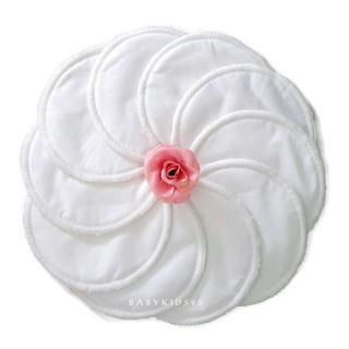 jabenza (Pack 10 ชิ้น) แผ่นซับน้ำนม กันน้ำ ซักได้ Washable Waterproof Nursing Pads (สีขาว White)