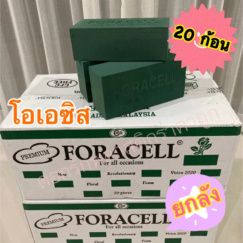 โฟมปักดอกไม้สด โอเอซิสปักดอกไม้สด สำหรับปักดอกไม้สด ตราฟลอร่าForacell 1 ลังมี 20 ก้อน (แบบสด)