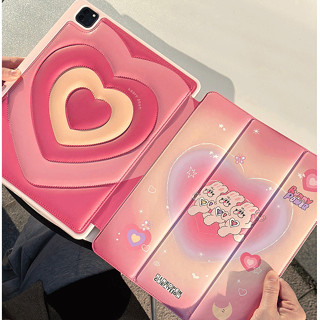 ⚡พร้อมส่ง⚡nineopen เคสไอแพด pink bunny heart Air5 Gen9 10.2อ่อนนุ่ม air4 ที่ใส่ปากกา กันกระแทก เคส iPad Pro11 Gen8 Gen7