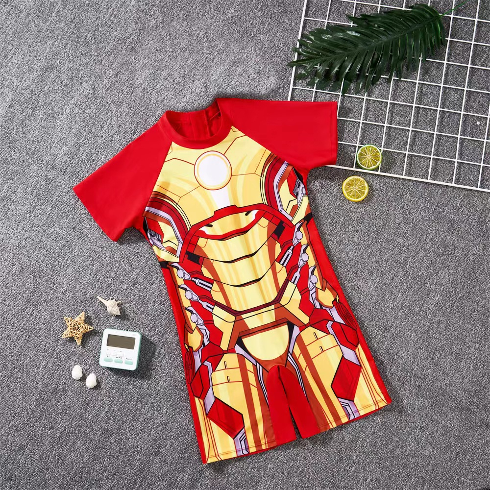 ชุดว่ายน้ำเด็กผู้ชาย นสไปเดอร์แมน ชุดว่ายน้ำวันพีซเด็ก ชุดว่ายน้ำวันพีชแขนสั้น สำหรับเด็ก เด็กผู้หญิง เด็กผู้ชาย - รูปที่ 2