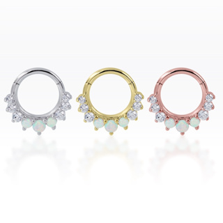 PiercingRoomByJay, OPAL/CZ Crown Clicker Hoop ห่วงเพชร/โอปอล เงินแท้