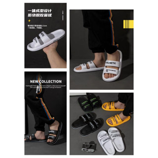 MCXA1188 🔥ถูกสุด•ส่งไว•🔥 ไซส์40-45 มี4สี  รองเท้าแตะพื้นนิ่มหนานุ่มใส่สบายไม่กัดเท้า ลำลองลายภาษาอังกฤษผู้ชาย