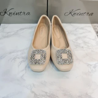 B20รองเท้า Kwintra เท้าอวบ+1ไซส์ รุ่น Classy รองเท้าคัทชู สีเบจ หนังนุ่ม พื้นนิ่ม บุฟองน้ำ