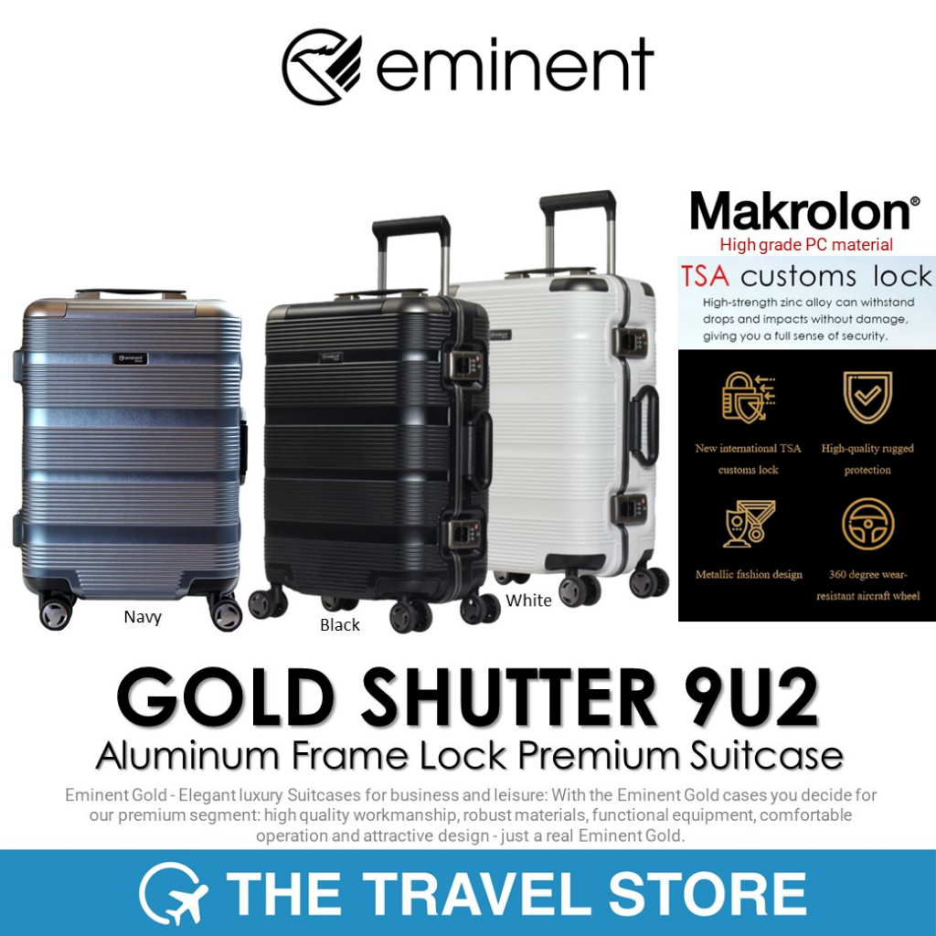 EMINENT GOLD SHUTTER 9U2 Aluminum Frame Lock Premium Suitcase กระเป๋าเดินทาง กระเป๋าเดินทางล้อลาก
