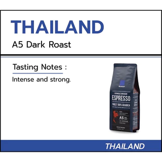 Bluekoff A5 เมล็ดกาแฟไทย อาราบิก้า100% เมล็ดกาแฟคั่ว (Dark Roast) (1 ถุง บรรจุ 250 กรัม)