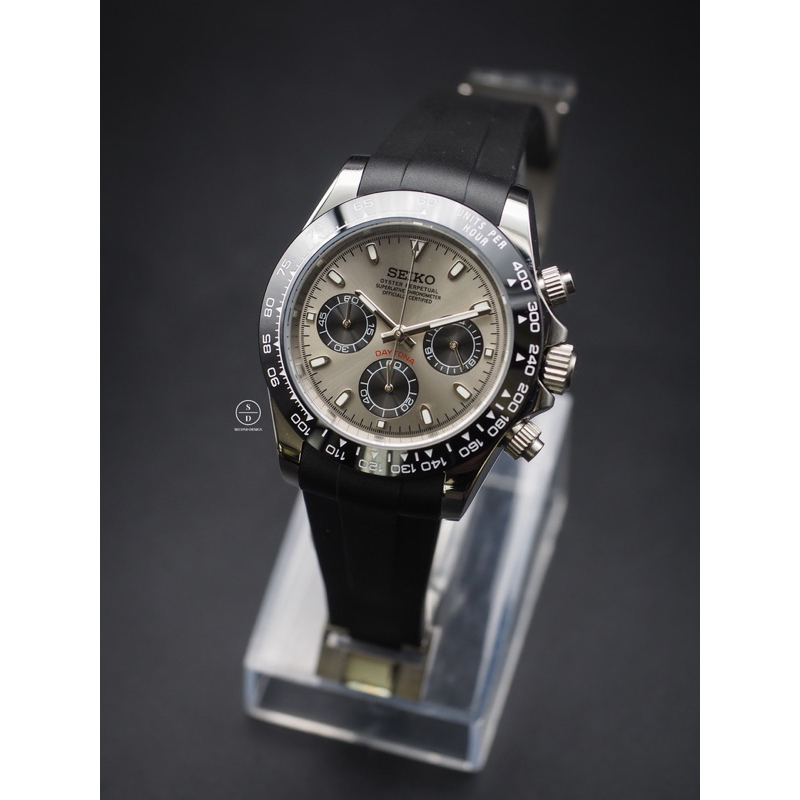 Seiko Mod Daytona Silver White Gold Ceramic (Daytona Edition) ⚫️⚪️