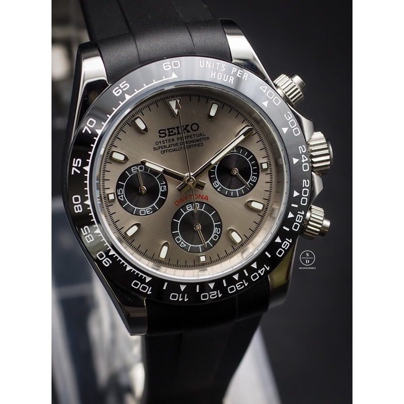 Seiko Mod Daytona Silver White Gold Ceramic (Daytona Edition) ⚫️⚪️