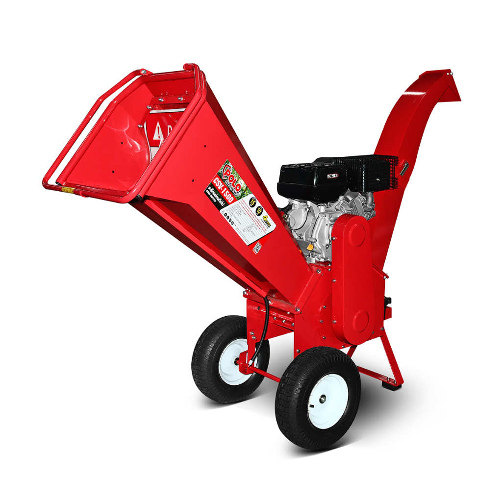POLO เครื่องย่อยกิ่งไม้ รุ่น CSV-1500 100 MM พร้อมเครื่องยนต์เบนซิน 15 HP 4 จังหวะ ใช้ย่อยกิ่งไม้สด 