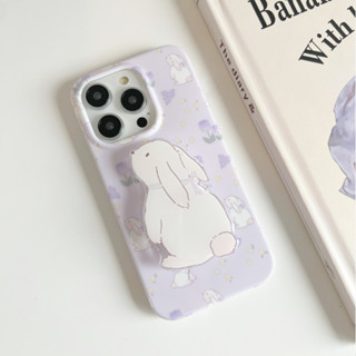 ส่งจากไทย พร้อมส่ง #เคสไอโฟน เคสยางนิ่ม แถม griptok iphone X-14promax 🐰เคสลายกระต่ายพื้นม่วง+holder