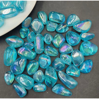 1 Pc Aqua Aura Electroplated Natural Clear Quartz Crystal Tumbled Stones Healing Minerals Home Decor Gift 20-30mm