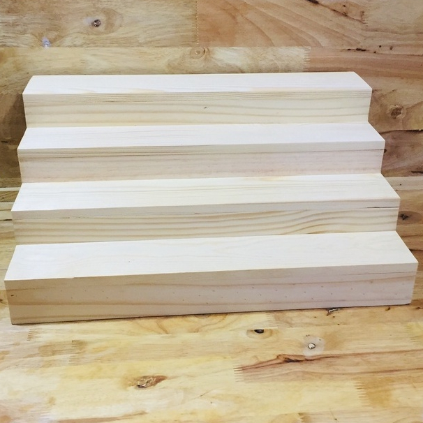 ชั้นไม้4ชั้น 😷 แบบปิดทึบ แบบบันได โชว์สินค้าของขาย ขนาดกxยxส32x40x20 cm. CAS13-4*40 (สั่งได้ไม่เกิน2อันต่อครั้ง) - รูปที่ 3