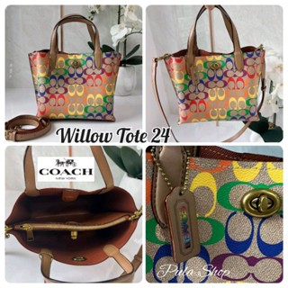 กระเป๋าสะพายสีรุ้ง COA CA102 WILLOW TOTE 24 IN RAINBOW SIGNATURE CANVAS 002