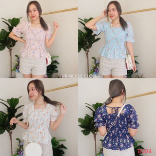 bybeyond เสื้อแฟนชั่น ผู้หญิง แขนสั้น แขนสั้น ลายดอกไม้