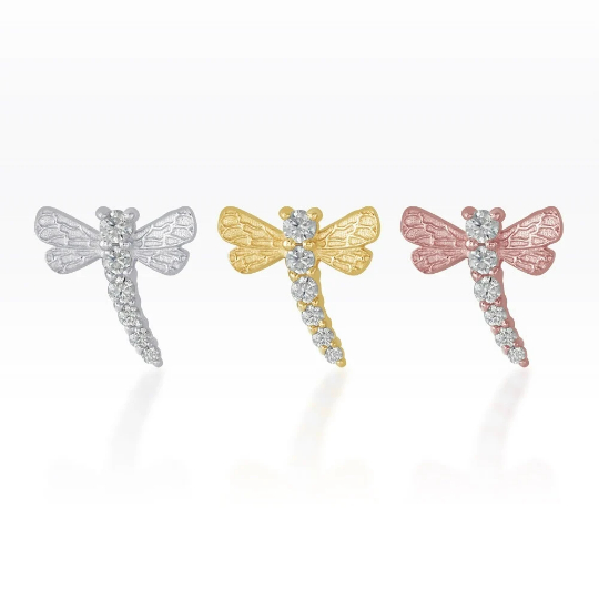 PiercingRoomByJay, จิว/ต่างหูสำหรับผิวแพ้ง่าย Dragonfly แป้นแบน เงินแท้