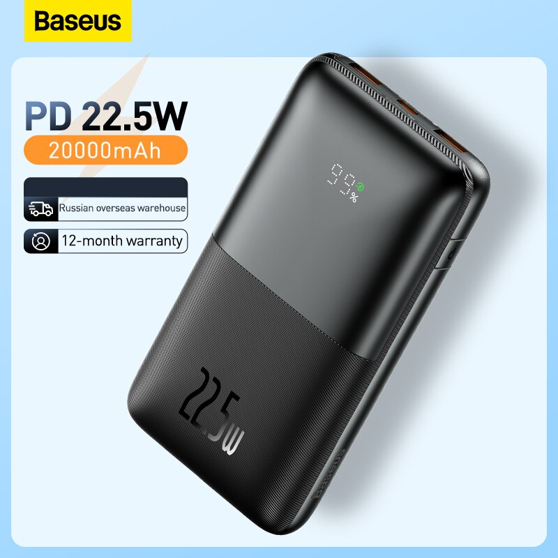 Baseus Power Bank 20000MA ภายนอกแบตเตอรี่10000MAh Powerbank PD22.5W แบบพกพา Fast