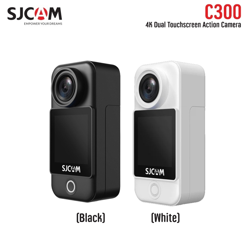 SJCAM C300 4K Dual Touchscreen Action Camera มาพร้อมจอทัชสกรีนที่ด้านหน้า (สีดำแบต 2 ก้อนและแท่นชาร์