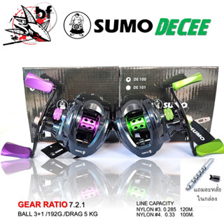 BPFSEP65 ลด65.-รอกหยดน้ำ SUMO DECEE อัตราทด 7.2:1 ลูกปืน3+1 รอกเบท แกนอลูมิเนียม ฟรี เขาควาย+ตัวหนอน