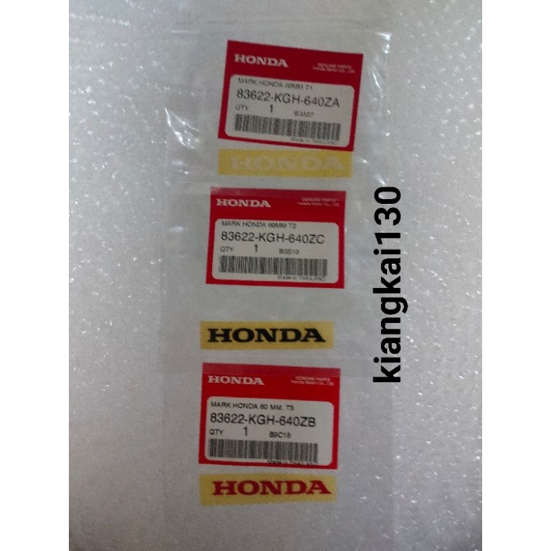83622-KGH-640ZAเครื่องหมายHONDAสีขาวขนาด60มิลลิเมตร