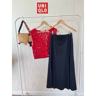 UNIQLO x Cottonกระโปรง ผ้าหนา สีดำM เอว 25-32 สพ 38 ยาว 34 ป้าย m • Code : 082(2)