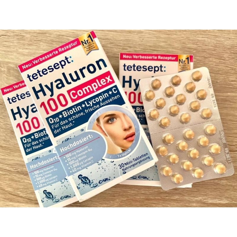 Tetesept วิตามิน Hyaluron 100 mg + Lycopin + Q10 + Biotin + Vitamin C สินค้าจากเยอรมัน