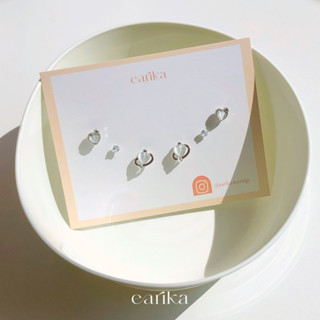 (กรอกโค้ด GG24P ลด 65.-) earika.earrings - smoke white heart planet &amp; pal set เซ็ตต่างหูก้านเงินแท้ คนแพ้ง่ายใส่ได้